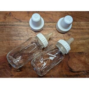Vintage Evenflo Glass Baby Bottles Spiral Twist Set of 2 with Caps 4oz Clear